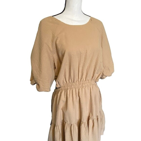 Madewell Dress Womens Size XXL Seersucker Puff-Sleeve Cutout Lined Mini NEW - Picture 2 of 9
